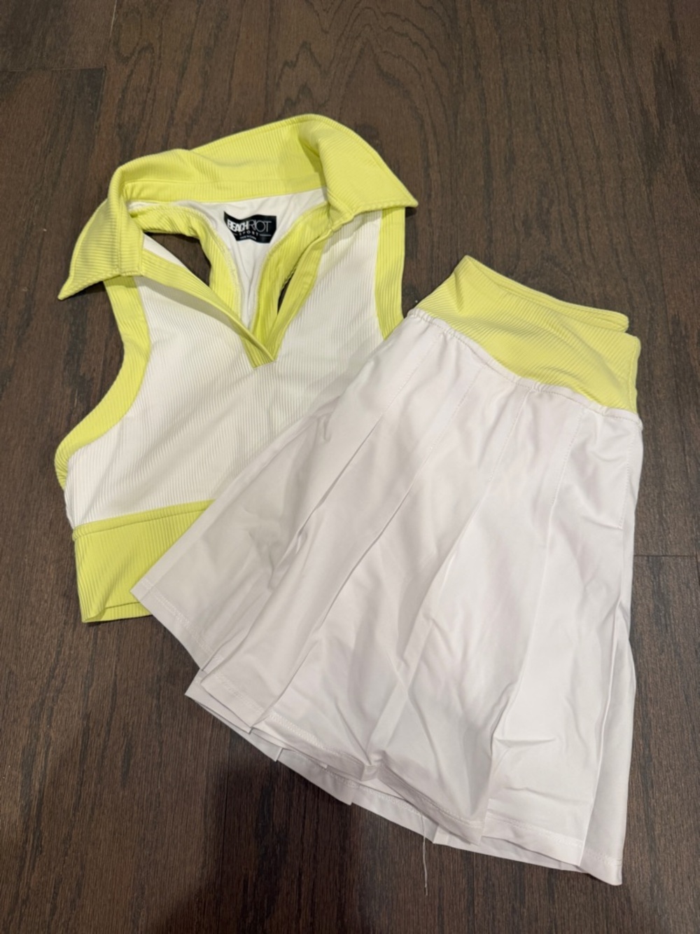 Beach Riot White and Yellow Two-Piece Tennis Set